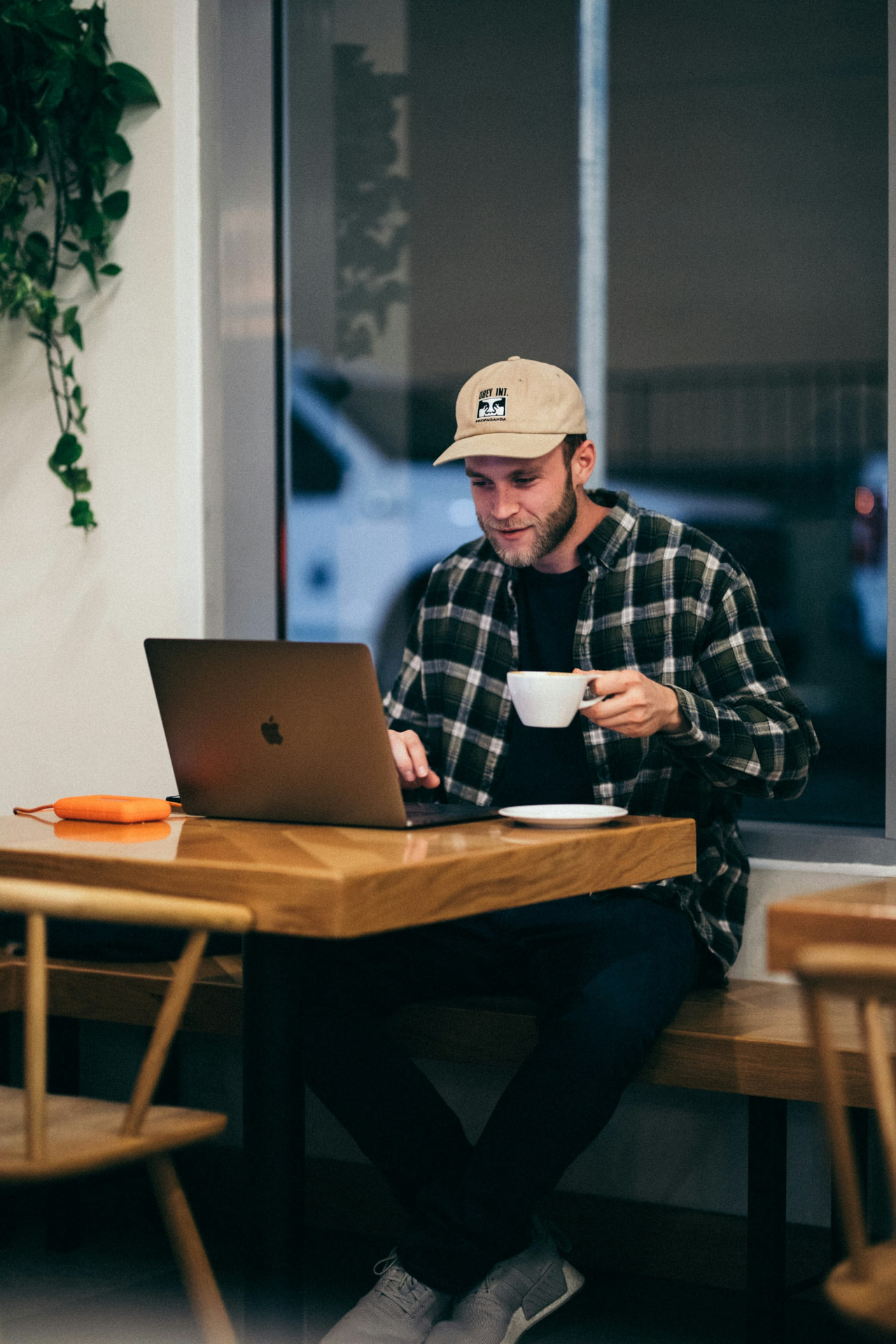 A businessman enjoying a calm moment over coffee